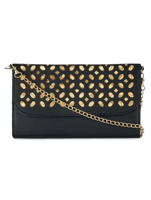 black cutwork leatherette sling clutch - 9683841 - Very Small Image - 1