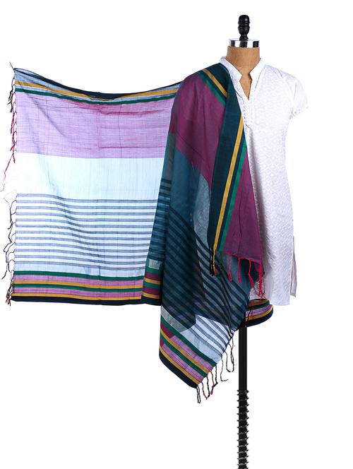 multicolor chanderi silk striped dupatta - 968457 - Very Small Image - 1