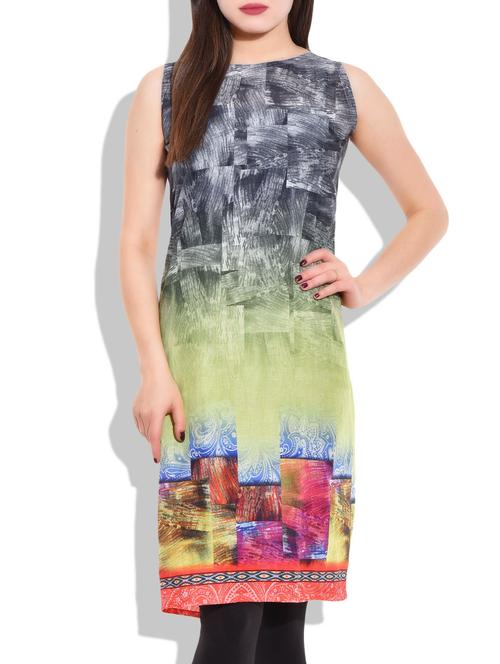 sleeveless digitally printed cotton kurta - 9685038 - Very Small Image - 1