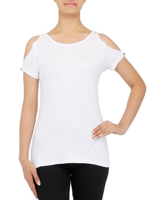 white cut out sleeved top - 9685562 - Very Small Image - 1