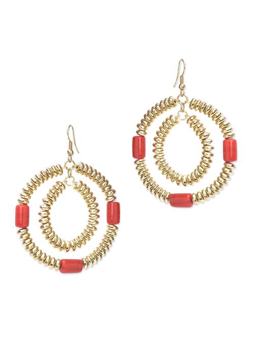 gold layered embellished earrings - 9685586 - Very Small Image - 1