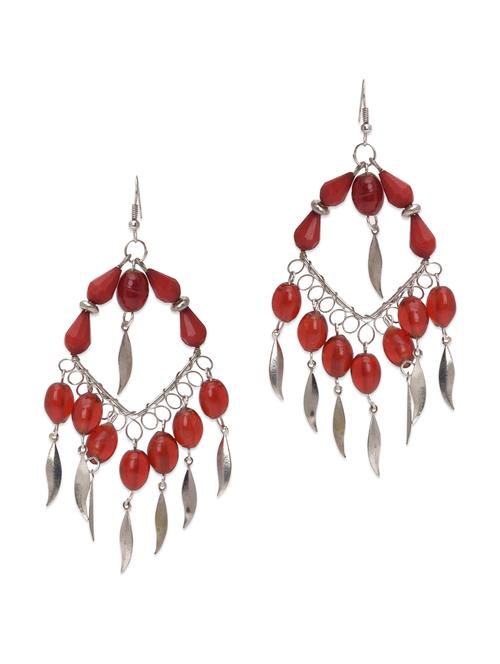 red and silver contemporary earrings - 9685590 - Very Small Image - 1