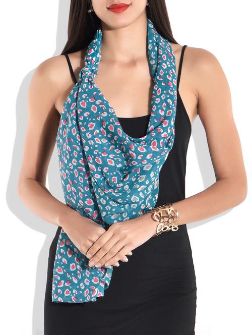 blue printed cotton scarf - 9686274 - Very Small Image - 1