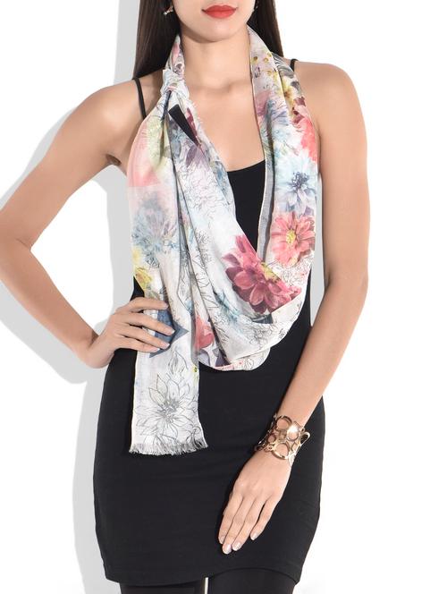multicolored cotton floral scarf - 9686284 - Very Small Image - 1
