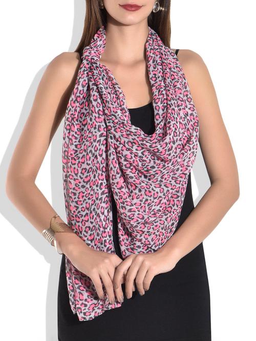 pink cotton animal print scarf - 9686297 - Very Small Image - 1