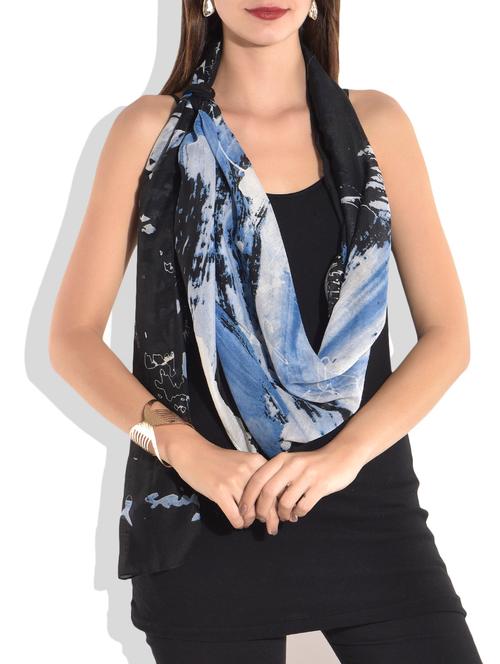 indigo cotton printed scarf - 9686314 - Very Small Image - 1