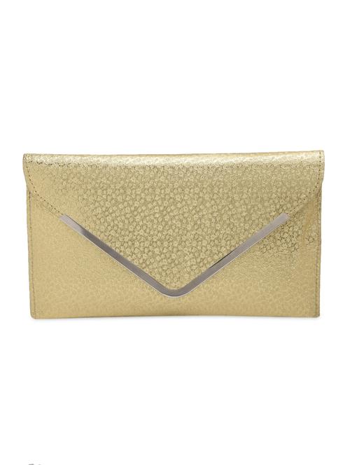 textured gold faux leather envelope clutch - 9686694 - Very Small Image - 1