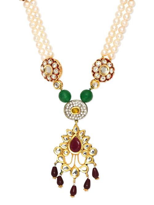 pearl and stone embellished necklace - 9686950 - Very Small Image - 1