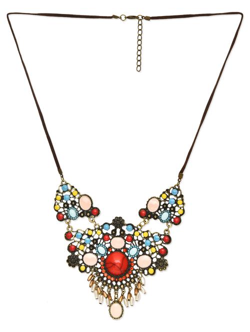 multicolored embellished bohemian necklace - 9686962 - Very Small Image - 1
