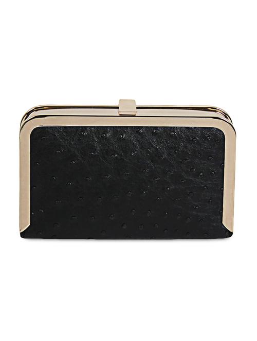 black and gold leatherette textured box clutch - 9688885 - Very Small Image - 1
