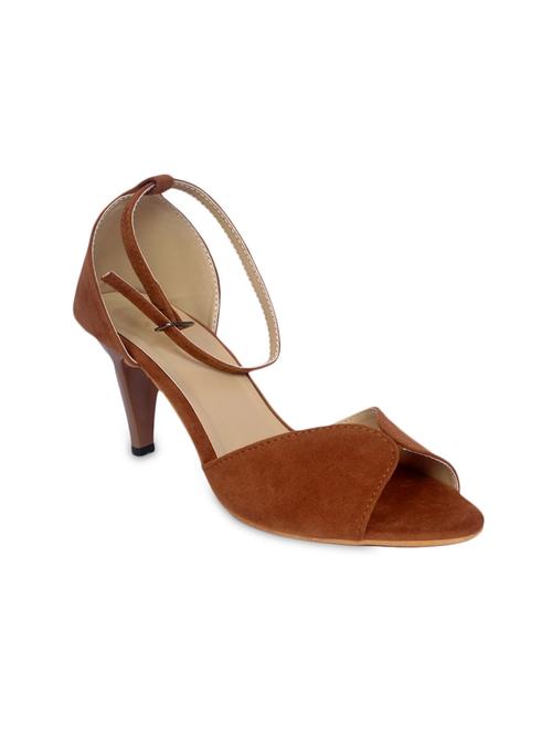 ankle strap brown leatherette heels - 9689225 - Very Small Image - 1
