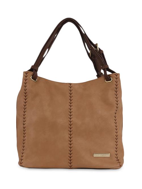 brown zippered leatherette handbag - 9689488 - Very Small Image - 1