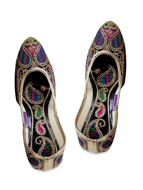 multicolored faux leather embroidered ethnic jutti - 9692999 - Very Small Image - 1