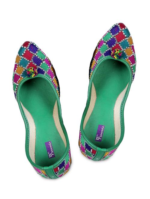 multicolored faux leather embroidered ethnic jutti - 9693006 - Very Small Image - 1