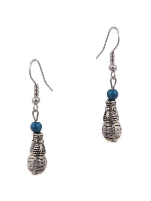 silver beaded drop earrings - 9693673 - Very Small Image - 1