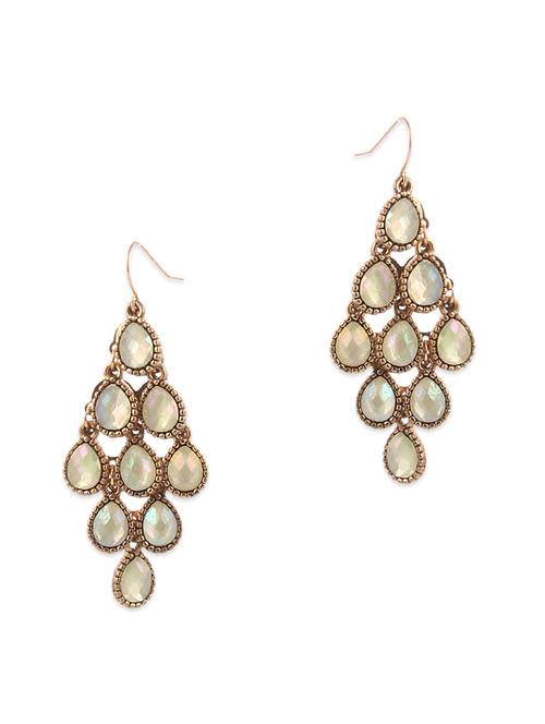 gold and white embellished drop earrings - 9693696 - Very Small Image - 1