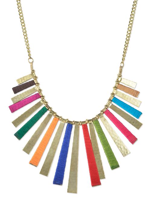 Glossy Spikes Rectangular Bar Neckpiece - 969421 - Very Small Image - 1