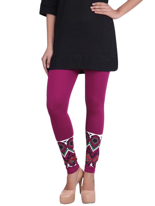 voilet cotton lycra leggings - 9694905 - Very Small Image - 1