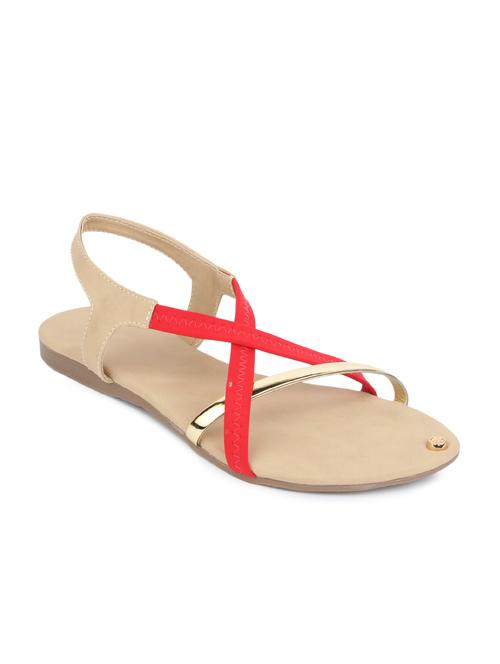 red and gold faux leather sandals - 9695871 - Very Small Image - 1