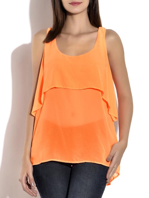 orange polygeorgette layered top - 9696484 - Very Small Image - 1