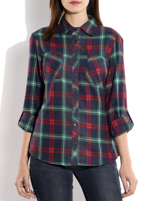 green and red scottish check flannel shirt - 9696496 - Very Small Image - 1