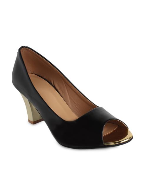black leatherette block heel peep toes - 9696555 - Very Small Image - 1