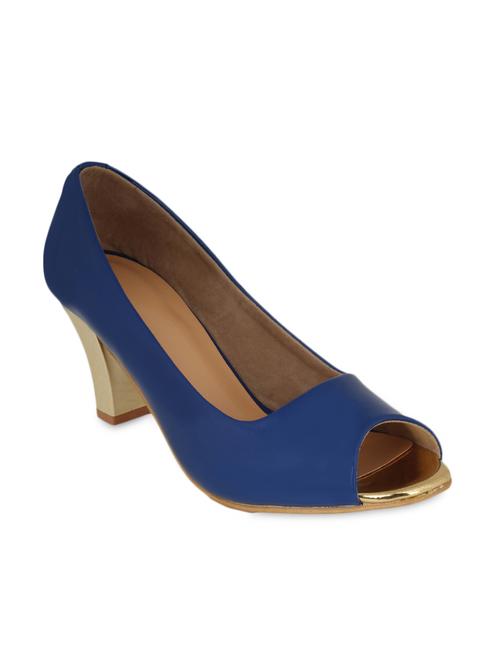 blue leatherette block heel peep toes - 9696556 - Very Small Image - 1