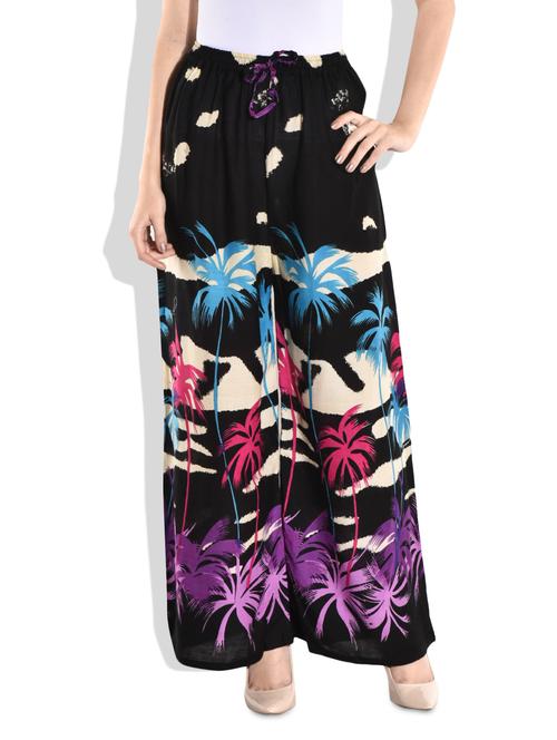 black tree printed cotton palazzos - 9697953 - Very Small Image - 1