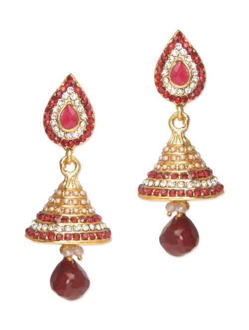 red embellished drop earrings - 9698372 - Very Small Image - 1