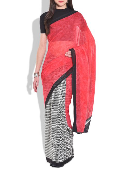 multicoloured printed poly georgette saree - 9699257 - Very Small Image - 1