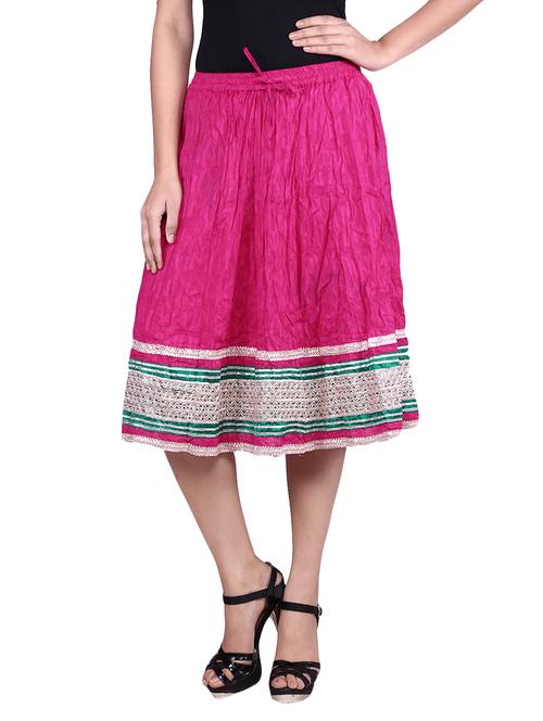 magenta printed gota worked cotton skirt - 9699284 - Very Small Image - 1