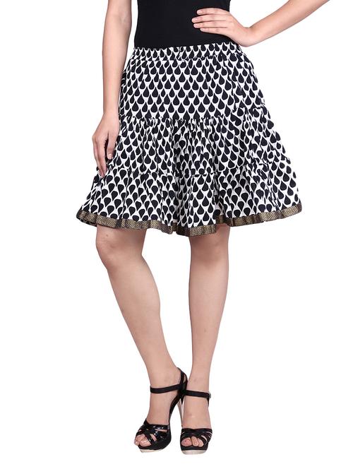 monochrome drops printed cotton gathered skirt - 9699334 - Very Small Image - 1