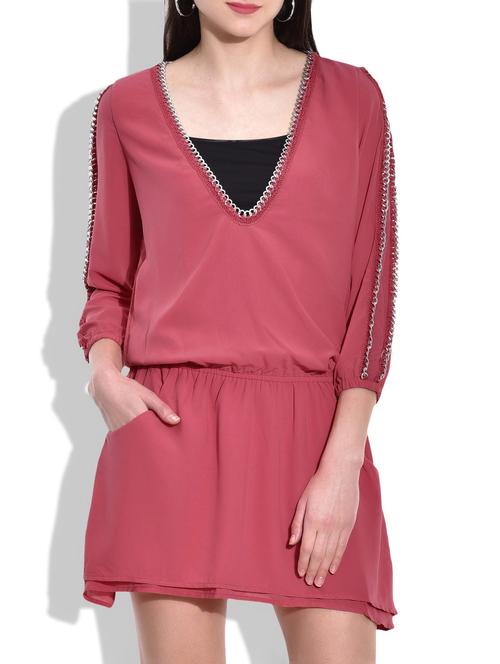 coral georgette dress - 9701067 - Very Small Image - 1