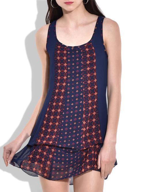 navy blue georgette dress - 9701081 - Very Small Image - 1