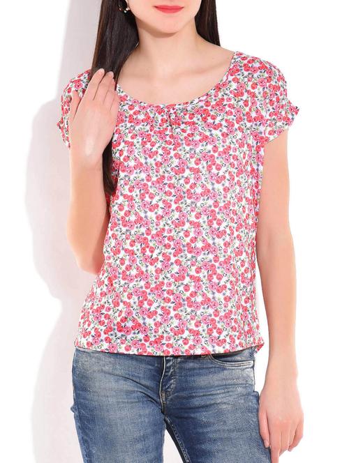 white and pink printed top - 9701962 - Very Small Image - 1