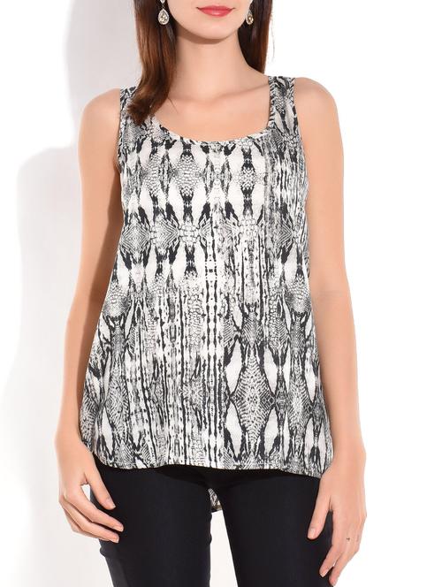 black and white high low sleeveless viscose top - 9701975 - Very Small Image - 1