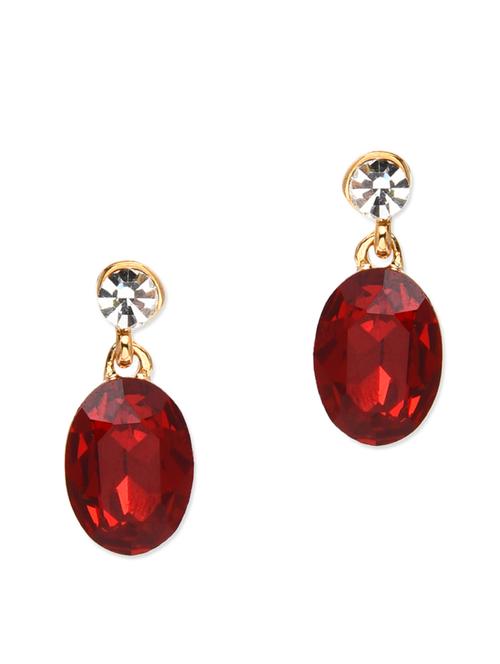 red crystal drop gold earrings - 9702062 - Very Small Image - 1