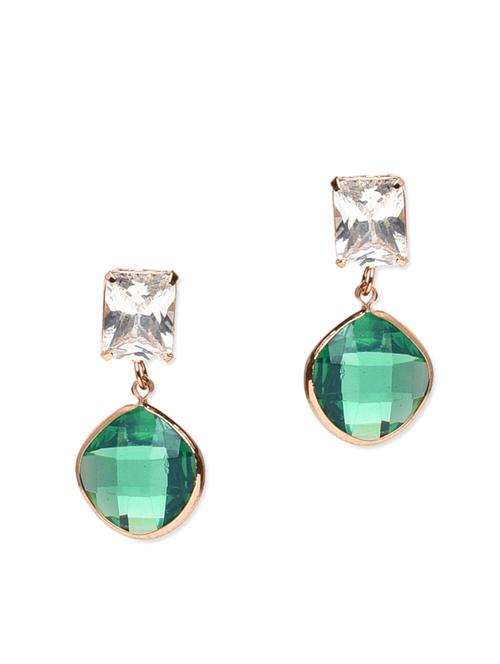 Green and clear Crystal Embellished Gold Earrings - 9702067 - Very Small Image - 1