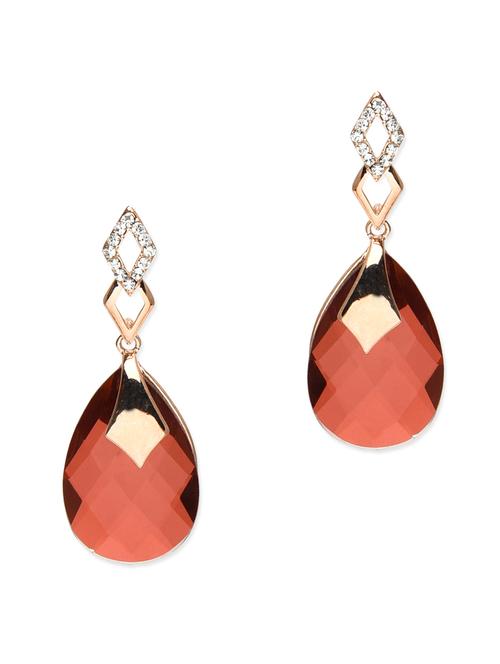 pink crystal embellished drop earrings - 9702078 - Very Small Image - 1