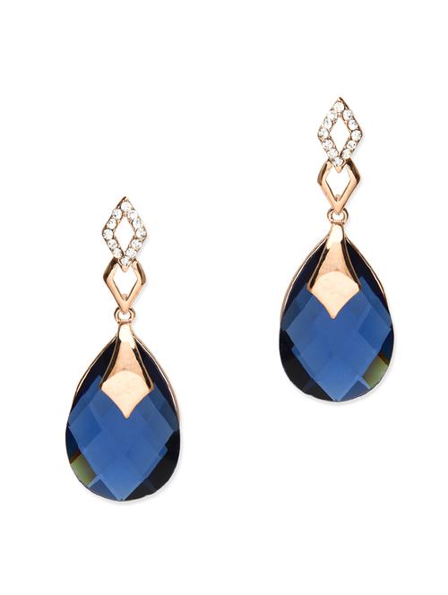 royal blue crystal embellished drop earrings - 9702080 - Very Small Image - 1