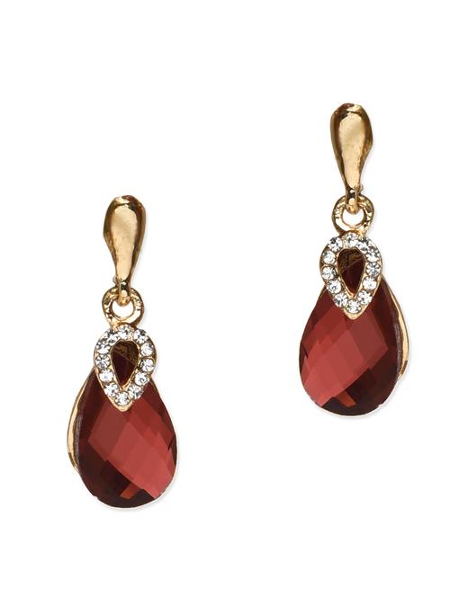 pink crystal embellished gold drop earrings - 9702082 - Very Small Image - 1