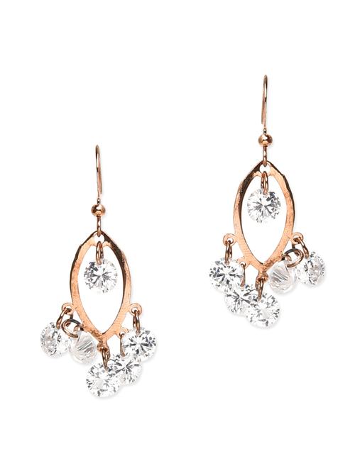 white clear crystal embellished rose gold earrings - 9702088 - Very Small Image - 1