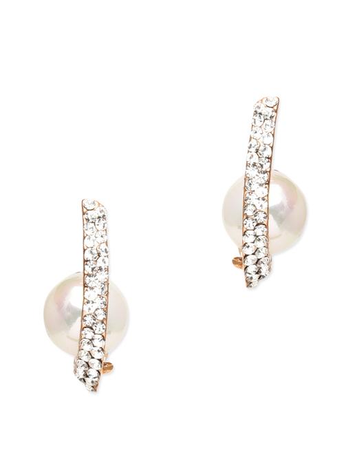 white crystal and pearl embellished gold earrings - 9702096 - Very Small Image - 1