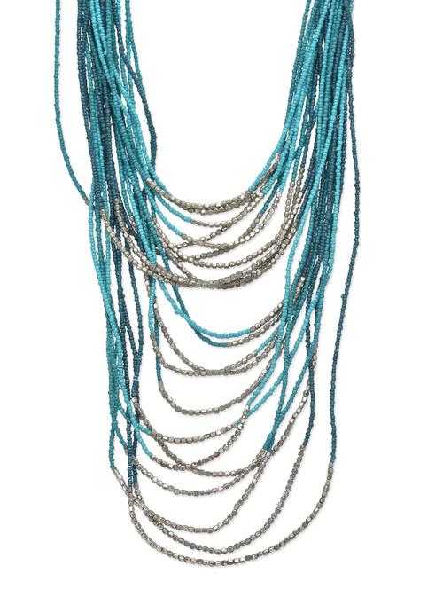 turquoise and silver beaded layered necklace - 9703265 - Very Small Image - 1