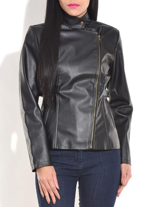 black leatherette racer jacket - 9703284 - Very Small Image - 1