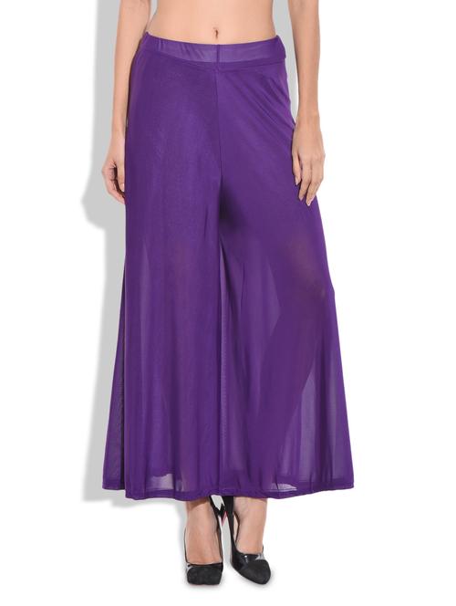 purple viscose plain palazzo - 9703617 - Very Small Image - 1