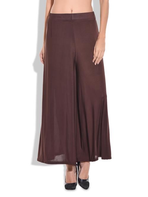 brown viscose plain palazzo - 9703620 - Very Small Image - 1