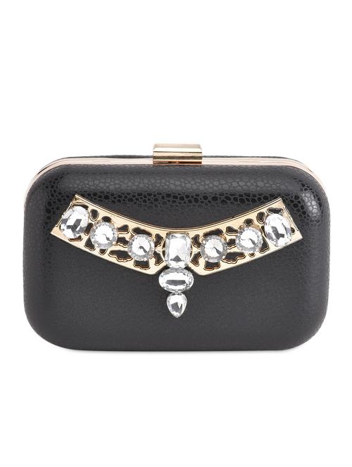 black stone embellished box clutch - 9703707 - Very Small Image - 1