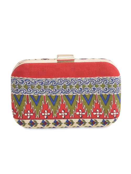 multicolored block print cotton box clutch - 9703734 - Very Small Image - 1