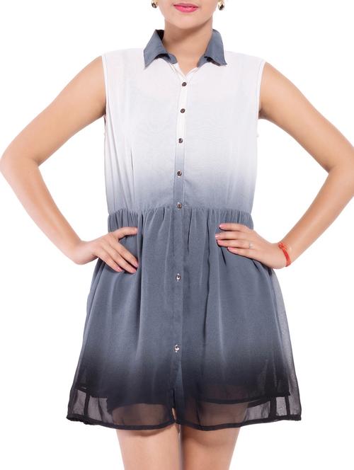 button detail ombre flared dress - 9703899 - Very Small Image - 1